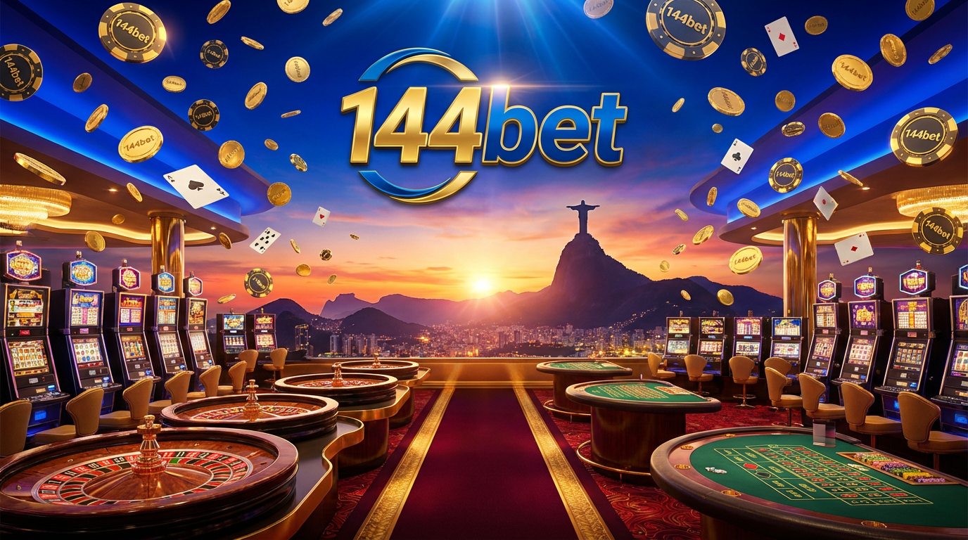 144bet Cassino Online Premium - Vista panorâmica do cassino com jogos de roleta, blackjack e caça-níqueis